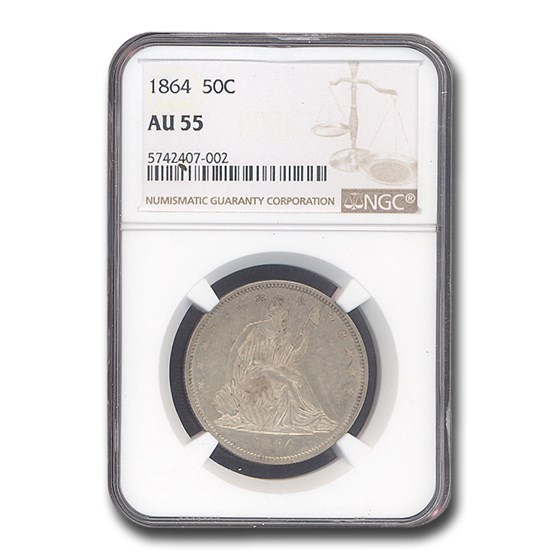 1864 Liberty Seated Half Dollar AU-55 NGC 1864 Liberty Seated Half Dollar AU-55 NGC